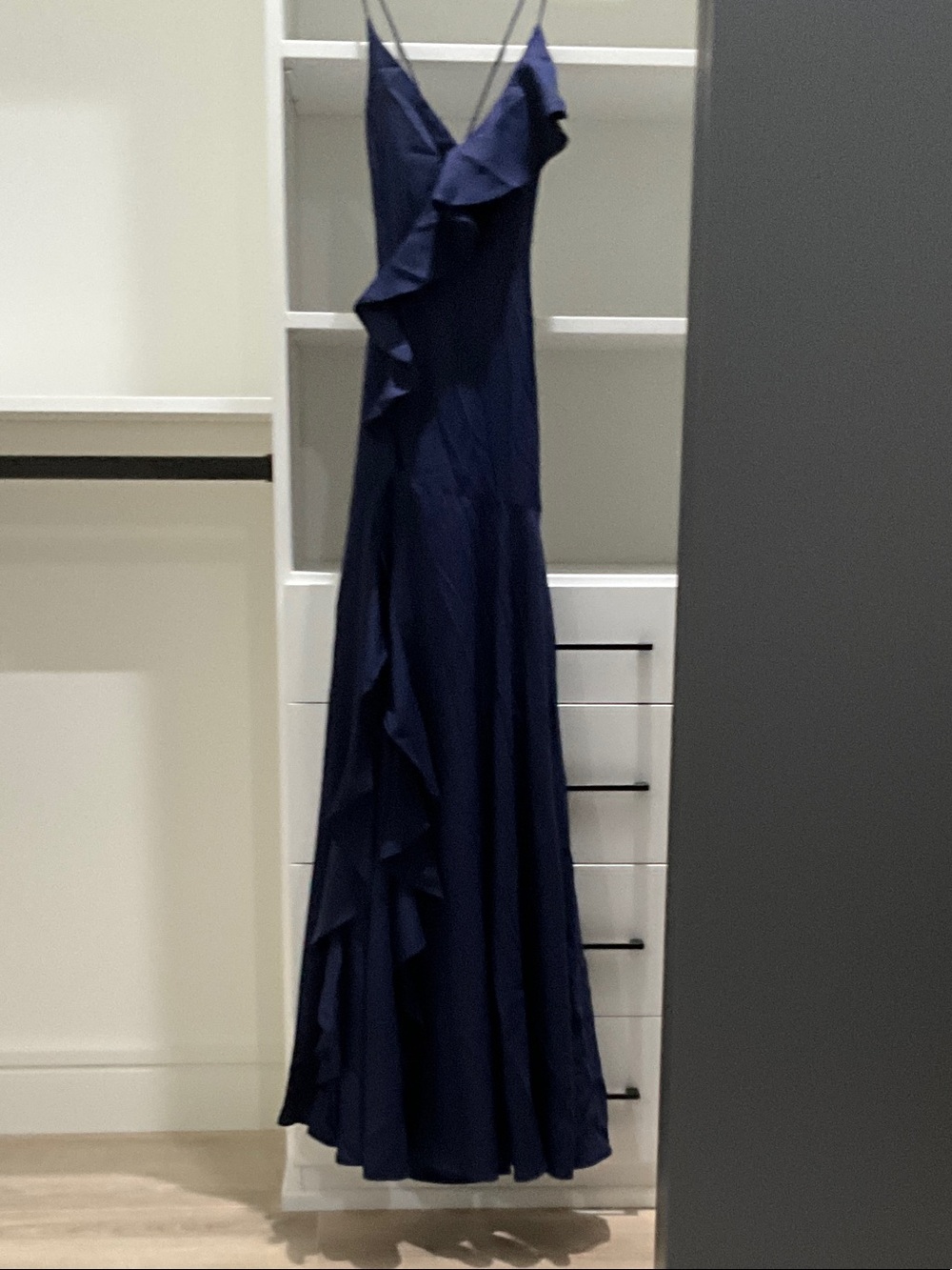 Vici Navy Blue Ruffle Maxi Dress